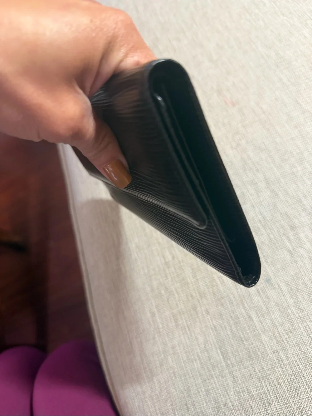 Louis Vuitton Black Epi Leather Long Wallet with Flap